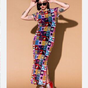 Dressed in Lala Patchwork Print Mesh Dress